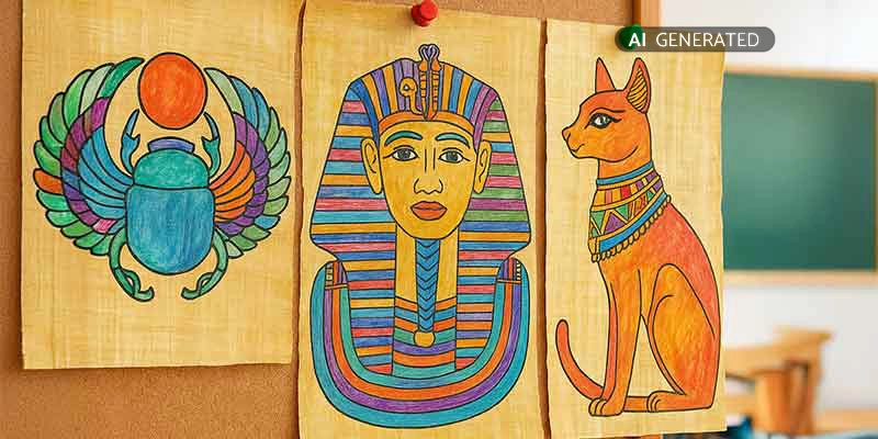Bastelspaß in der Schule mit Ausmalbildern auf Papyrus | Der Römer Shop