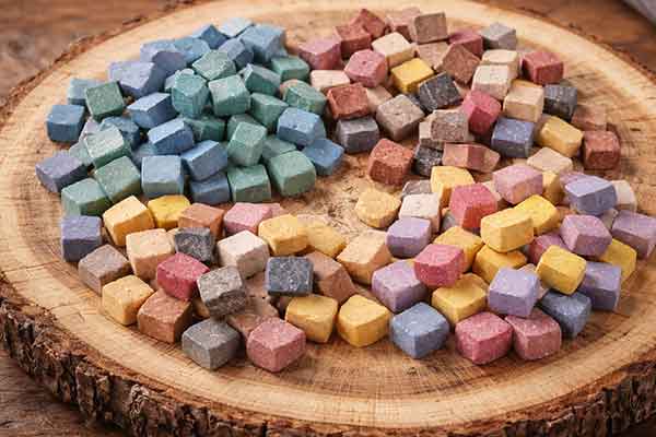 Mosaiksteine Byzantic in gedeckten Farben, matt und strukturiert, historisch inspiriertes Mosaikmaterial