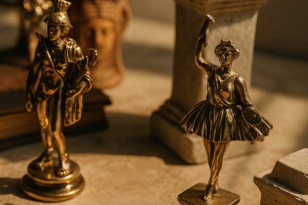 Antike Repliken von Götterstatuen mit detailreicher Patina in klassischer Lichtstimmung | Der Römer Shop
