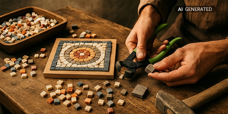 Mosaik Zubehör wie Hammer, Mosaikzange und Kleber | Der Römer Shop