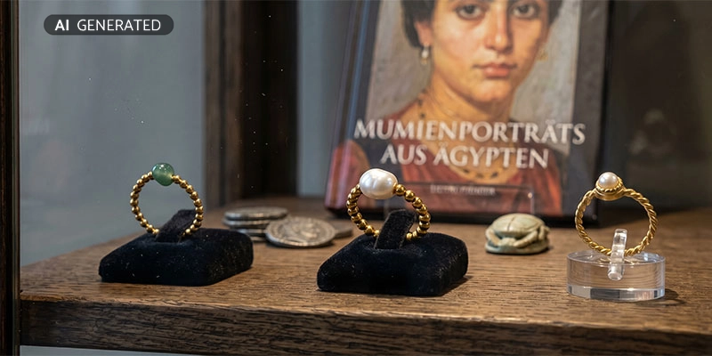 Pompeji-Ring-Set: Aventurin und Süßwasserperle in identischer Kugelreif-Form | Der Römer Shop