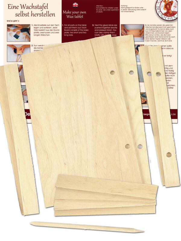 Wax board craft set Ostia, double board 19x11cm for teaching incl. pen