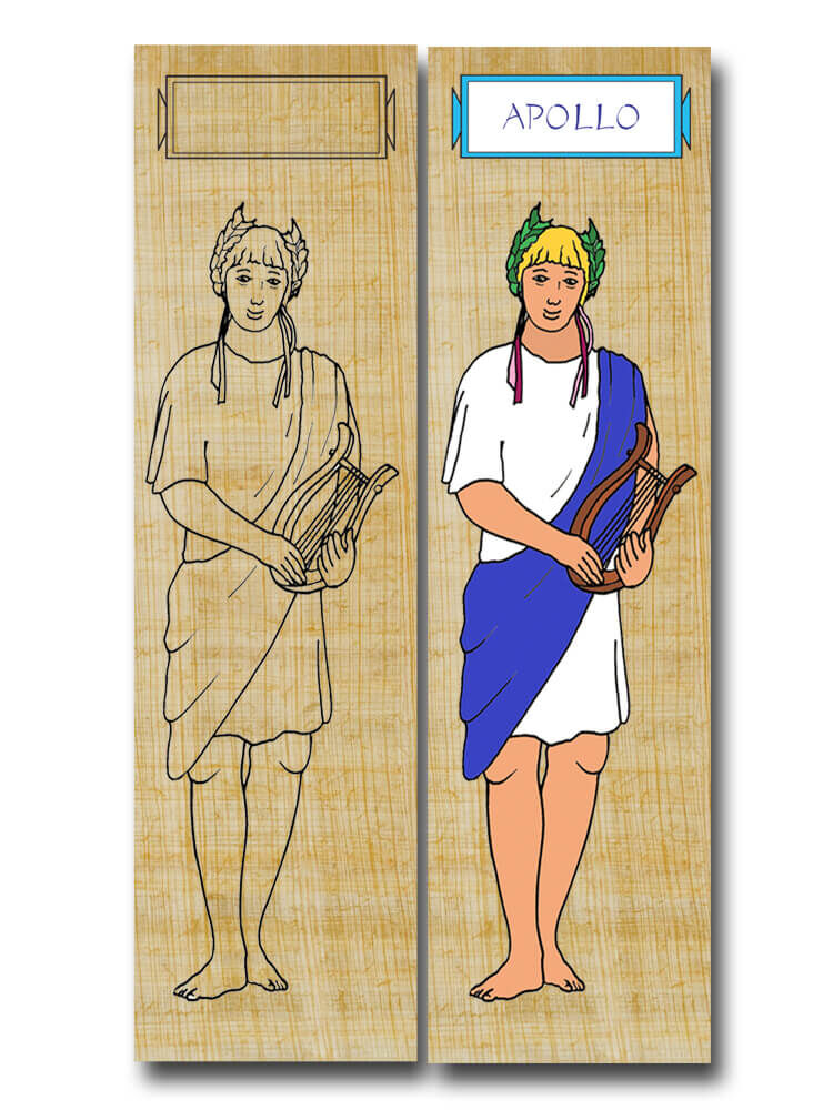 Lesezeichen basteln Apollo, Papyrusdruck – gestalten! - Antike erle