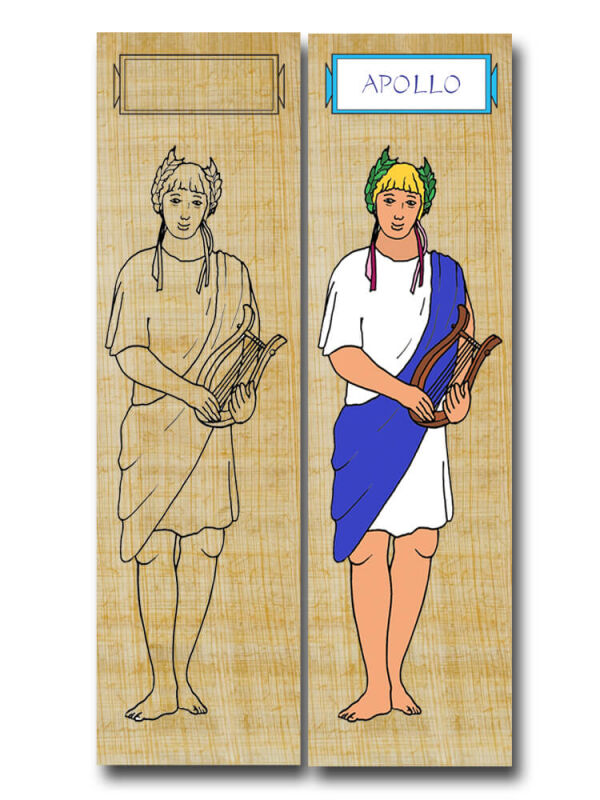 Lesezeichen basteln Rom Gottheit Apollo - Apollon, 19x5cm Papyrusdruck Papier
