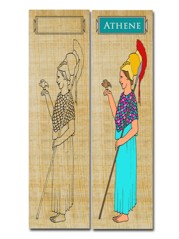 Lesezeichen basteln Rom Gottheit Minerva - Athena, Göttin der Weisheit,19x5cm Papyrusdruck Papier
