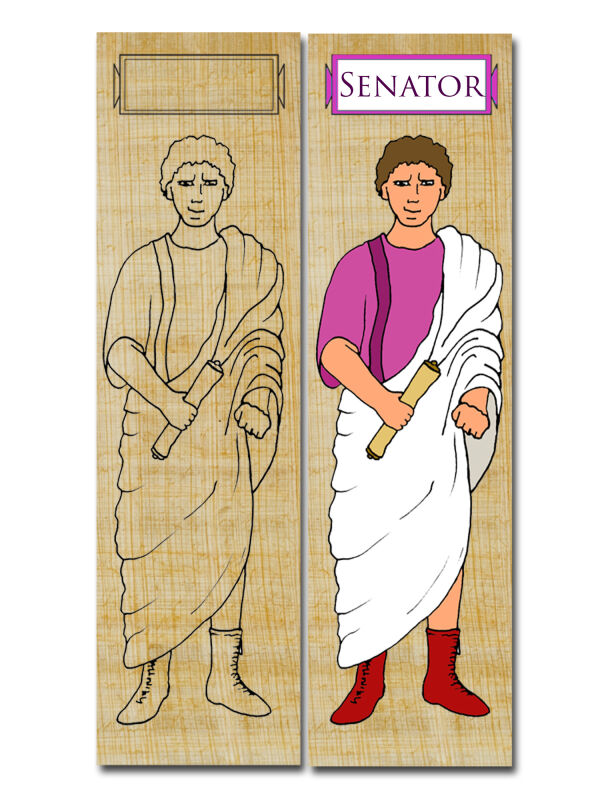Marcapáginas artesanal Senador de Roma, papel de impresión de papiro de 19x5cm