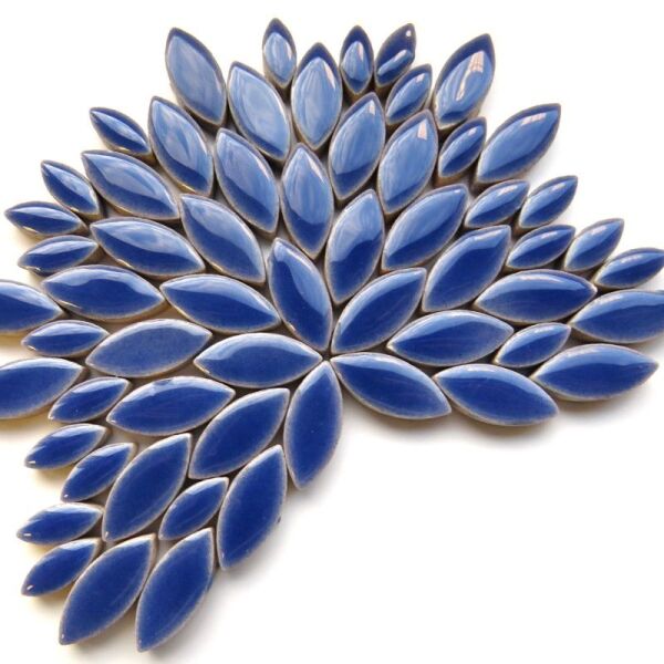 Mosaic Tile Glaced oval Delphinium, 14-21mm x 5mm, 50g