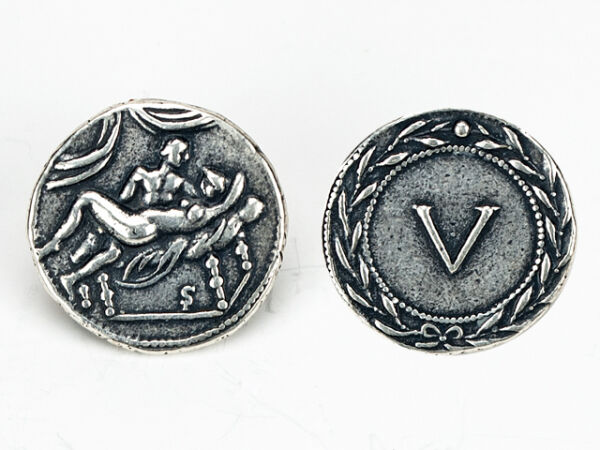Antike Bordellmünze Spintria V,  römische Erotik Münze