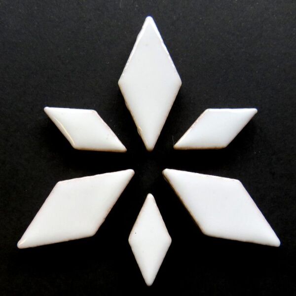 Mosaikstein glasiert, Diamond Charm White, 20-30 mm x 4,5mm, 100g