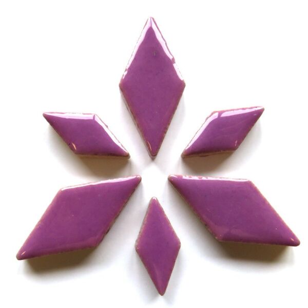 Mosaico cerámica esmaltada Diamond Charm Pretty Purple, 20-30 mm x 4,5mm, 100g