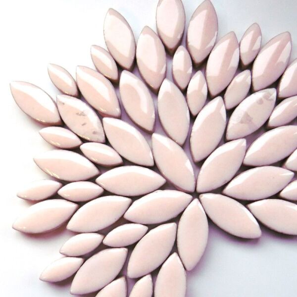 Mosaic tile oval - glazed ceramic Sweet Pink,14-21mm x 5mm, 50g