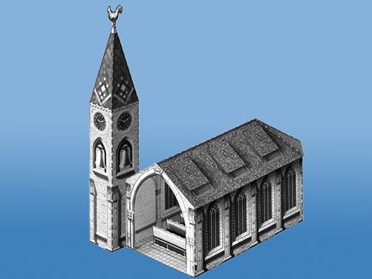 Bastel-Bogen Unsere Kirche, Bastelvorlage zum ausmalen