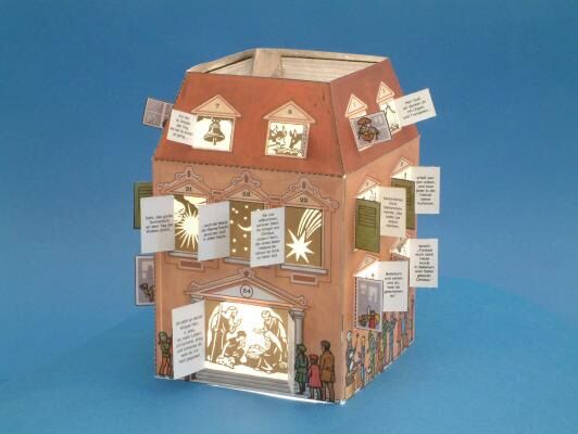 Handicraft arch Advent house with little doors