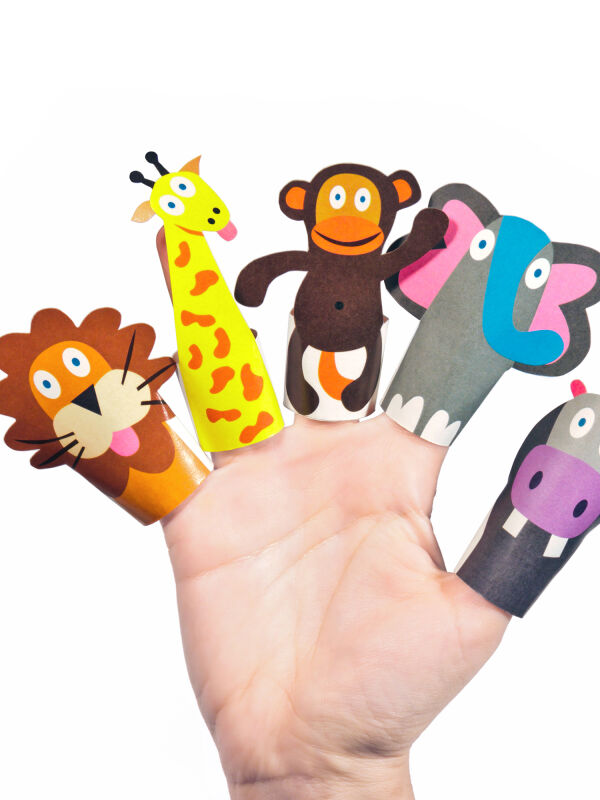 Fingerpuppen Papier Dschungel Tiere