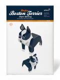 Hund Boston Terrier Maxi, DIY Bastelbogen für Papiermodelle, Kartonmodellbau, Papercraft | 100% Recyclingpapier