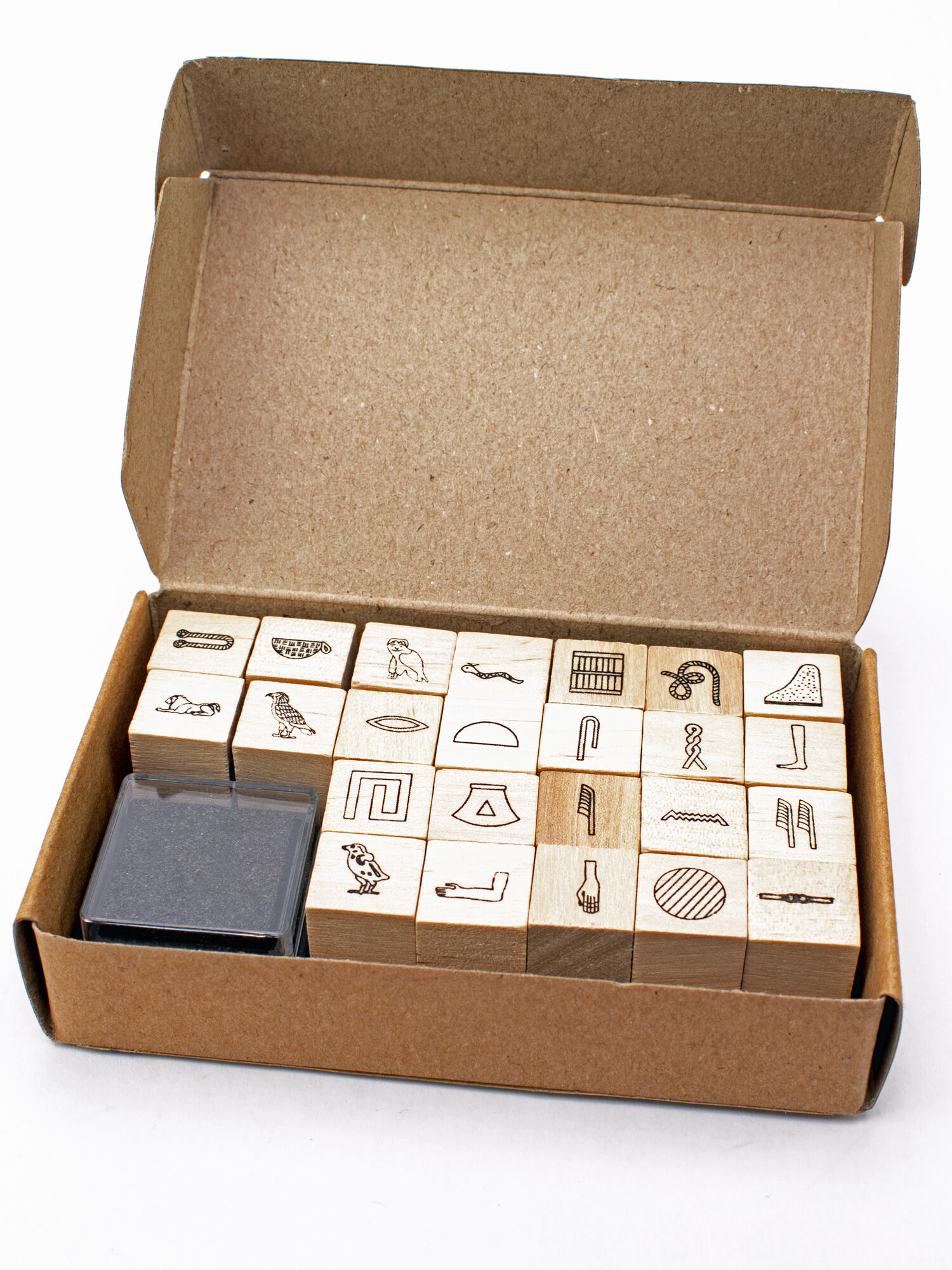 stamp set of 6 size 3/4x3/4 with wooden tray Egyptian hieroglyphic symbols Paper-Crafting 19mm Scrapbooking Card Making