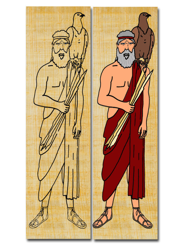 Lesezeichen basteln Rom Gott Jupiter - Zeus, echter Papyrus