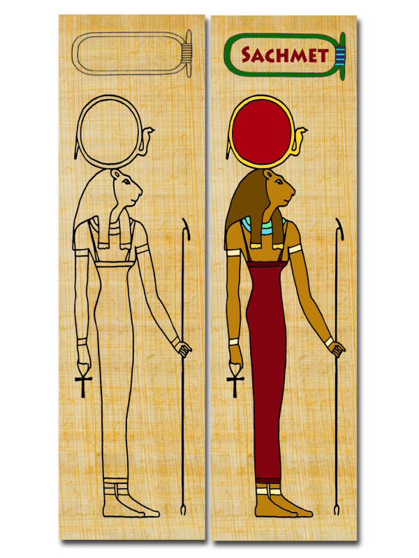 Punto de libro artesanal Egipto Diosa Sakhmet, 19x5cm papel de impresión de papiro