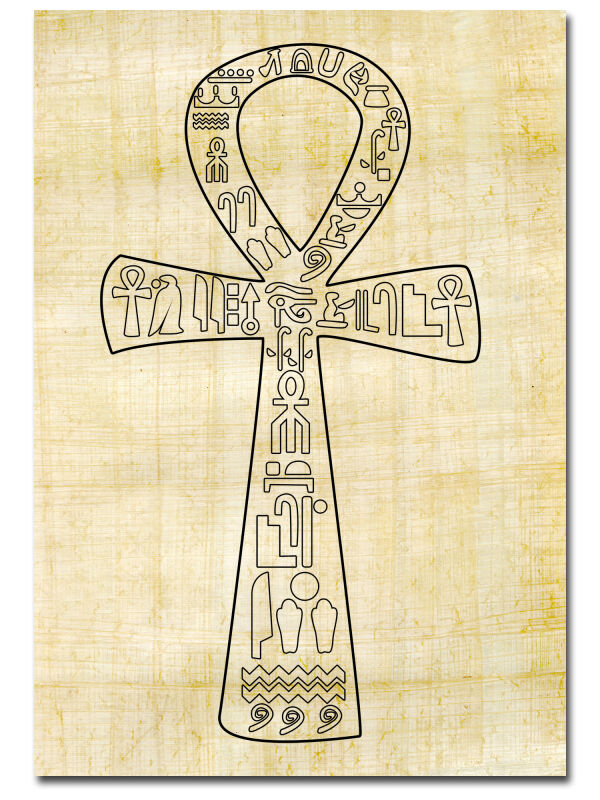 Figura para colorear Egipto Anch, 30x20cm Figura de contorno en papiro