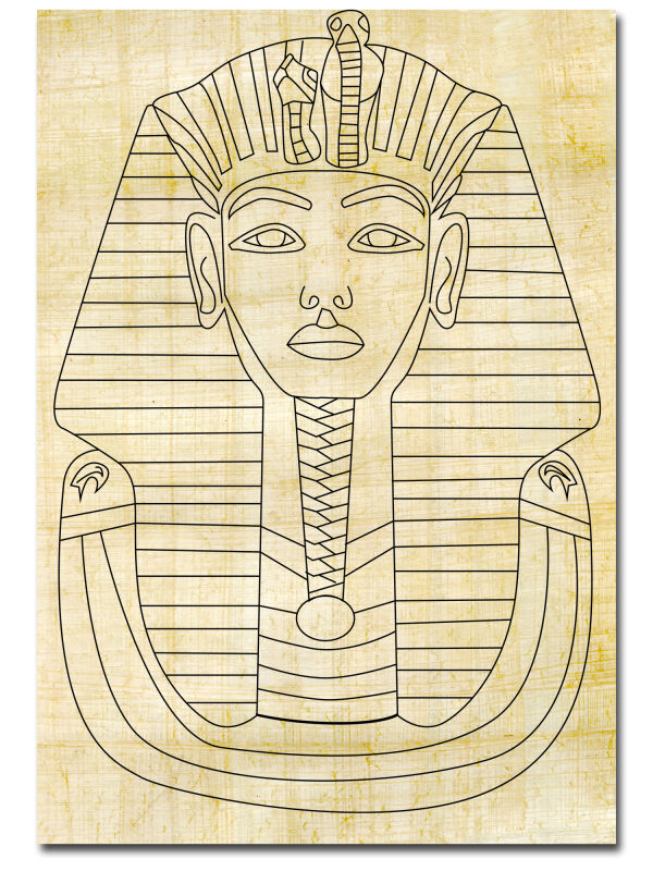 Ausmalbild Ägypten 30x20cm Tut anch Amun Outline Bild auf echtem Papyrus