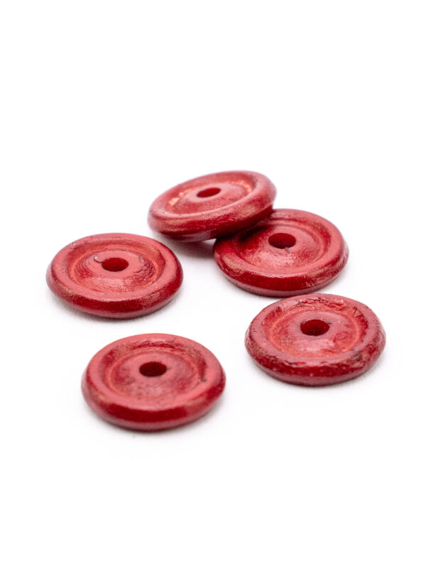 Beads bone red with carving 12x4mm, 5pcs.