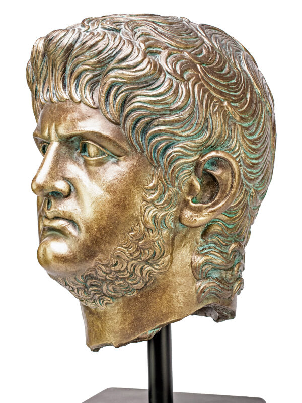 Nero römische Kaiser plastische Büste goldbronze farben