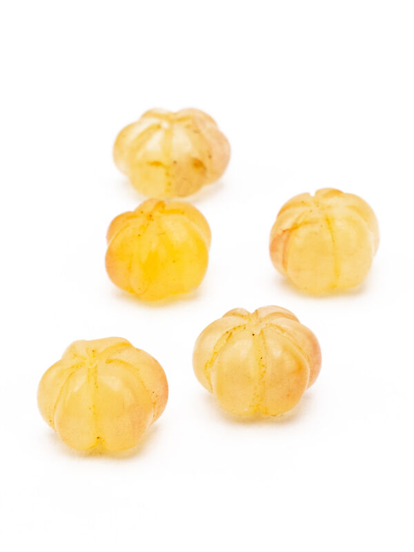 Melon Glass Beads Orange 8-10mm, 5pcs.