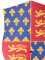 Escudo Edoardo rojo/amarillo/azul, 33x45cm, escudo de la edad media