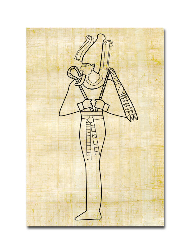 Egipto 20x15cm Dibujo para colorear del contorno de Osiris en papiro real