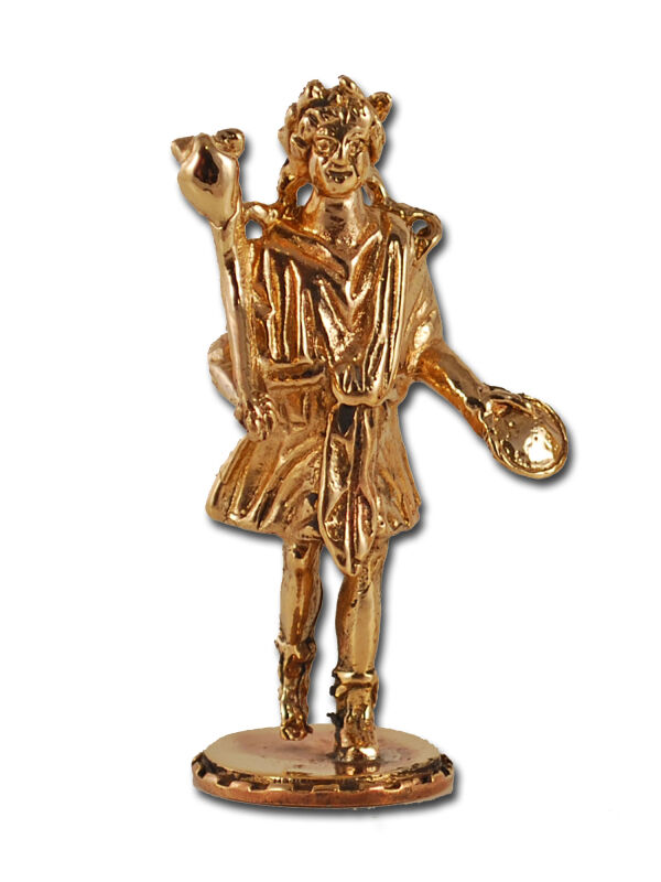 Lar Estatua Patera izquierda, bronce real, dioses patronos romanos