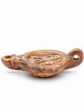 Oil lamp gladiators ACVVIVS vs HERMEROSS with handle