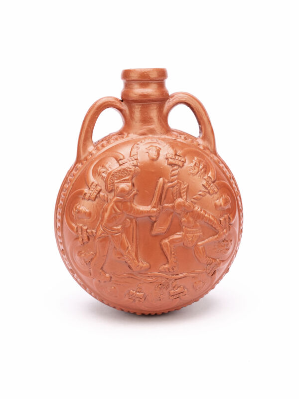 Botella de agua de los gladiadores, bebedero romano con decoración