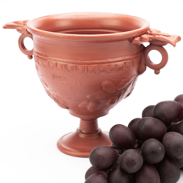 Copa de Skyphos con bellotas, vaso romano para beber con decoración en relieve