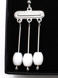 Earrings Julia, silver colored with 3 pearls, roman