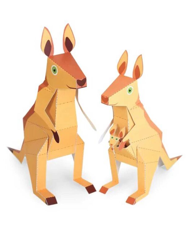 Australische Tiere Känguru groß, DIY Bastelbogen für Papiermodelle, Kartonmodellbau, Papercraft | 100% Recyclingpapier