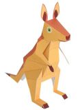 Australische Tiere Känguru groß, DIY Bastelbogen für Papiermodelle, Kartonmodellbau, Papercraft | 100% Recyclingpapier