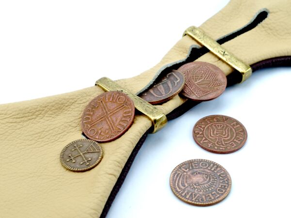 Chat à argent - Porte-monnaie en cuir beige / marron