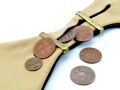 Chat à argent - Porte-monnaie en cuir beige / marron