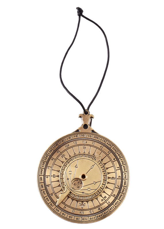 Nocturno, reloj astronómico de bolsillo de latón y calculadora de mareas