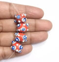 Viking glass beads orange-blue blue eye beads handmade 5...