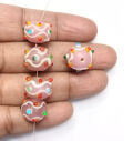 Viking glass beads pink-multicoloured eye beads handmade...