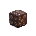 Bone cube circle eyes 11x11mm black-brown