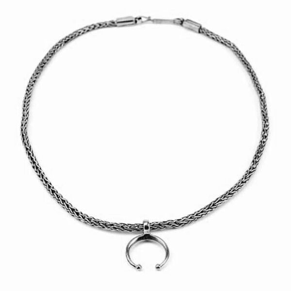 Roman foxtail necklace with Luna pendant silver