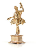 Statue Lar left, real bronze, 13cm, Roman god of protection for families and houses, places