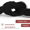 Lederschnur Lederband 1,5mm Schwarz 100cm vegetabil...