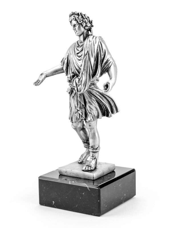 Statue Lar, silberfarben, 17cm, römischer Schutzgott für...