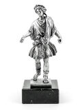 Statue Lar, silberfarben, 17cm, römischer Schutzgott für Familien und Häuser, Orte