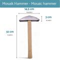 Pro-grade mosaic hammer with a WIDIA carbide cutting edge, 600 g