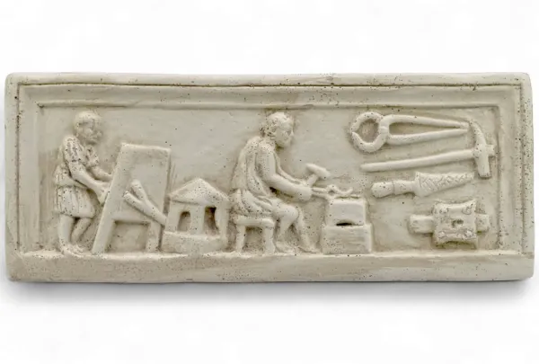 Relief « Ancienne forge », décoration murale romaine antique, 22 x 8,5 cm