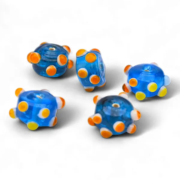 Cuentas de vidrio estilo vikingo azul y naranja con diseño de ojo, hechas a mano (pack de 5)